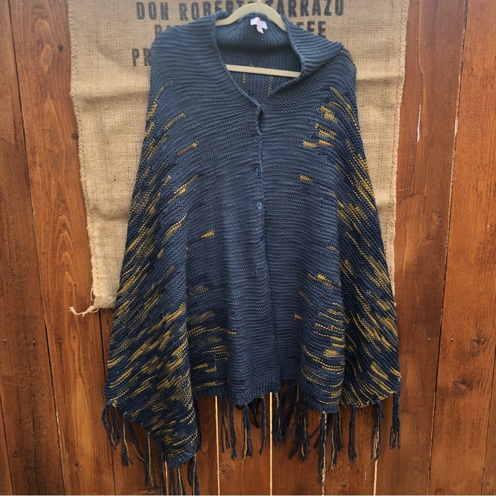 LuLaRoe Knit Mimi Shawl Blue & Green - Open Size